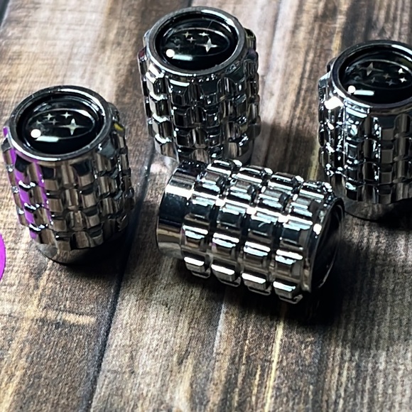 5for$10 Silver Subaru Steam caps - Tire stem valve caps - car accessories NWT - Picture 2 of 4